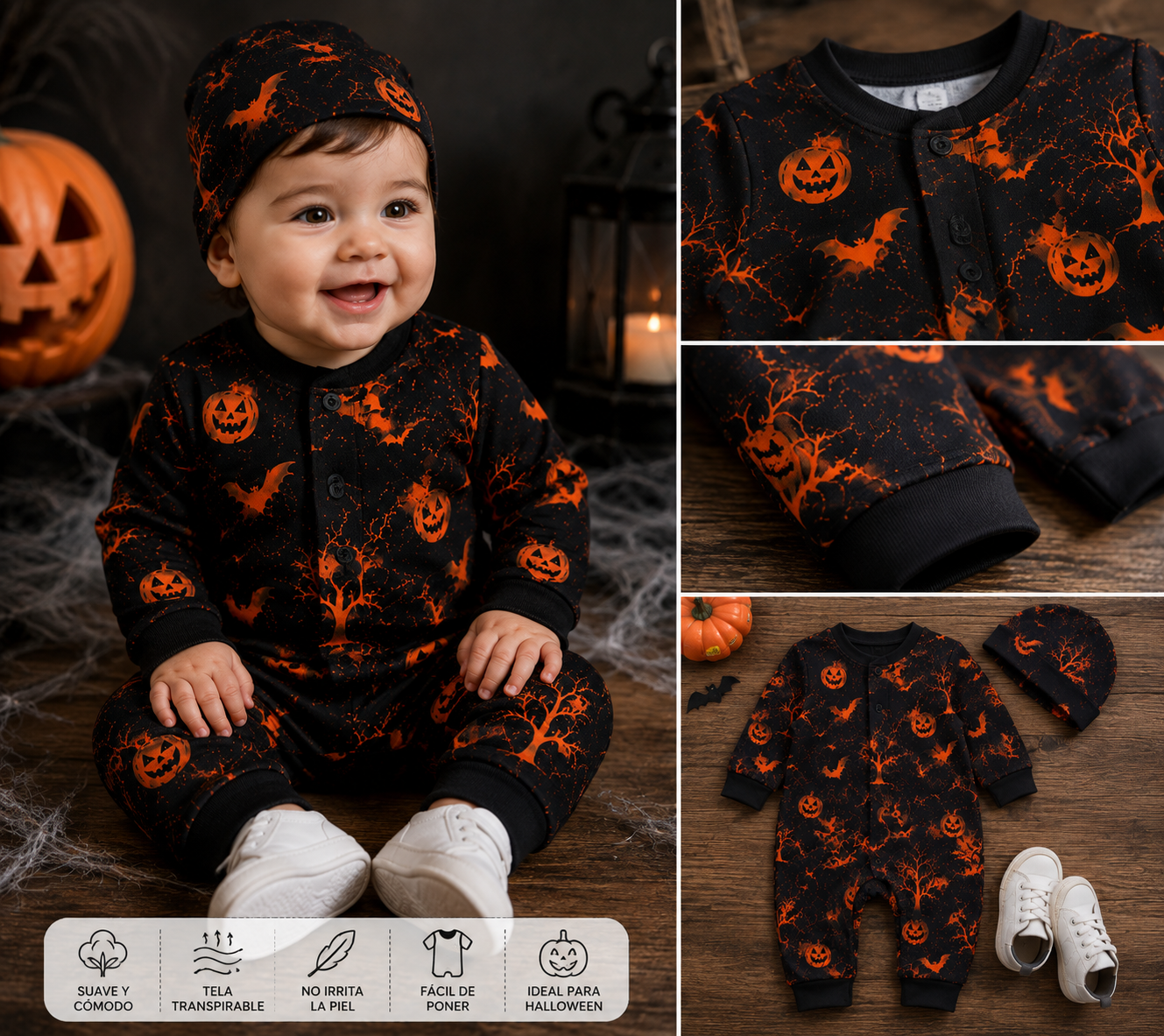 🎃 CONJUNTO HALLOWEEN PARA BEBÉ 👶🧡