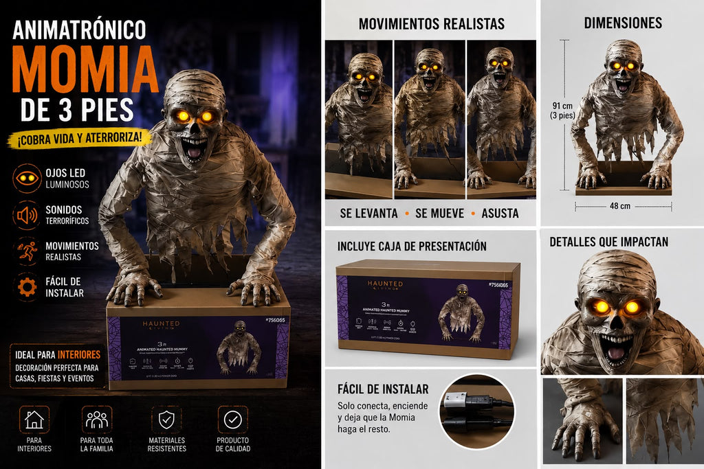 🧟‍♂️ Momia Animatrónica de 3 Pies